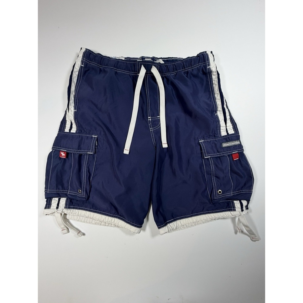 Abercrombie & Fitch Tugger Swim Trunks Cargo Shorts Blue Vintage Y2K Men's 34